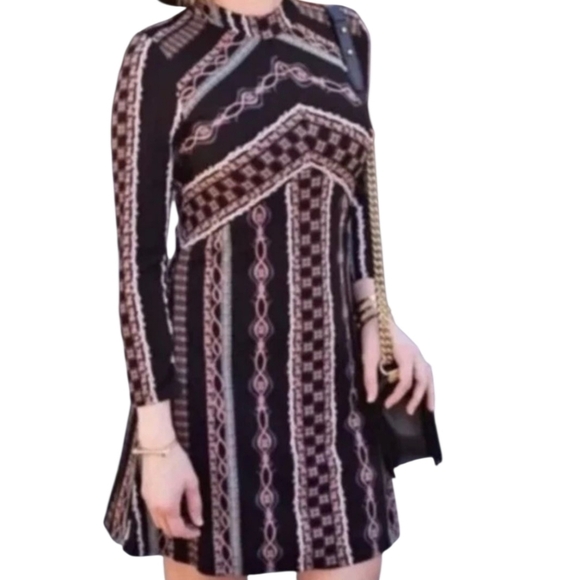 FREE PEOPLE stella retro 60's mod bohemian boho mini dress nwt xs - Picture 4 of 7